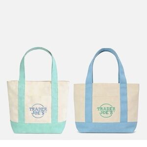 Trader Joe’s Mini Canvas Tote Set, Pastel Green & Blue